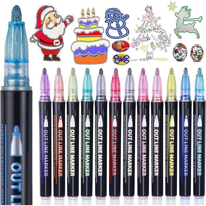 Stylos Gel Pailletés Pour Dessin Et Coloriage - Marqueurs à Contour Brillant Pour Ados Et Créatifs