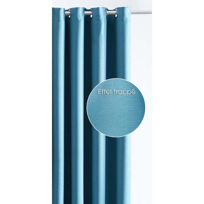Rideau Occultant Et Isolant Effet Frappe 140x260 Cm Bleu Turquoise Cdiscount Maison