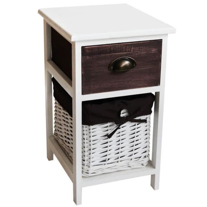 Table De Chevet Vintage Table De Nuit En Bois Blanc 30 X 35 X 51
