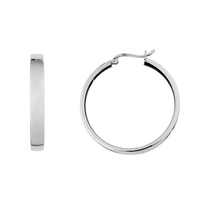 Argent sterling poli perles Boucles d/'oreilles Créoles