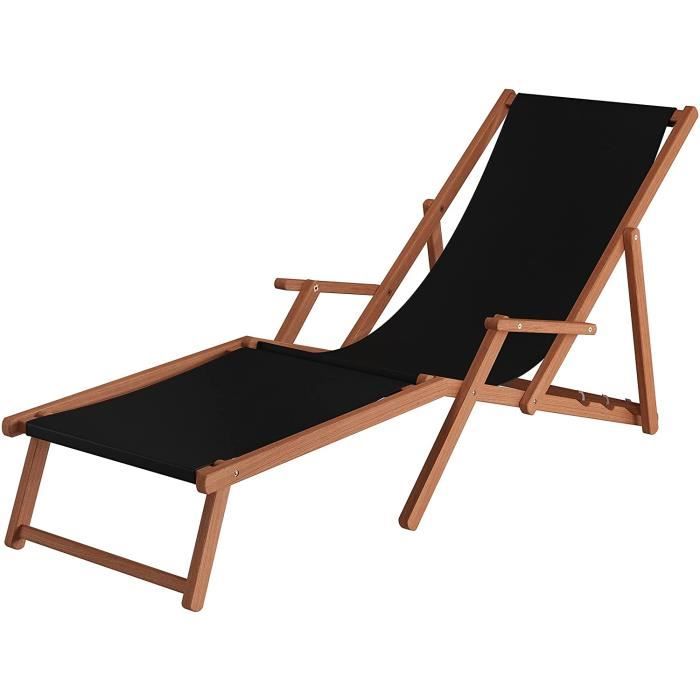Chaise Longue Jardin Erst-Holz - Hêtre Massif 3 Positions Pliante