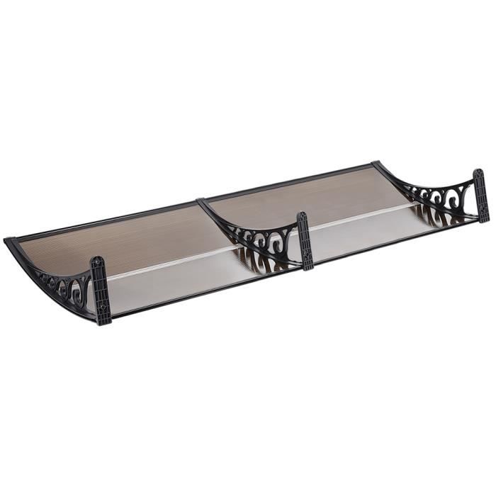 Auvent De Porte Avant/Arrière En Aluminium,Marquise Solaire De Balcon,Auvent Marquise Silencieuse En Polycarbonate,pour La Protection UV Extérieure,Marron Avec Support Noir (60x80cm/24"x32