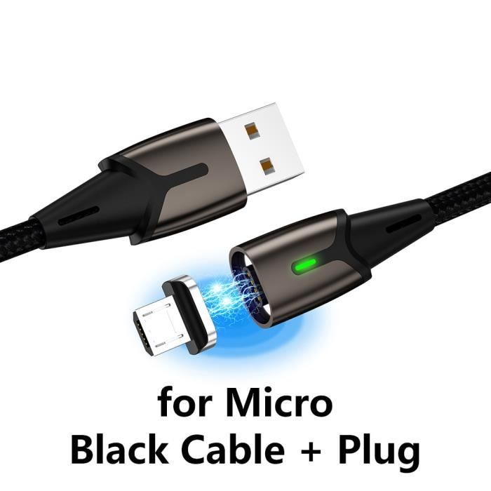 Taille 0.5m - Câble ZRSE de chargeur aimanté micro USB et type C pour  iPhone et Samsung, Prise magnétique 3A, - Noir pour Micro - Cdiscount  Téléphonie
