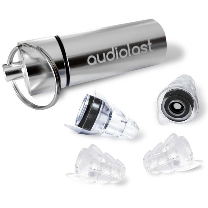 Bouchons Oreilles AUDIOLAST - 2 Tailles - Pour Concerts, Motos, Festivals - Étui Aluminium