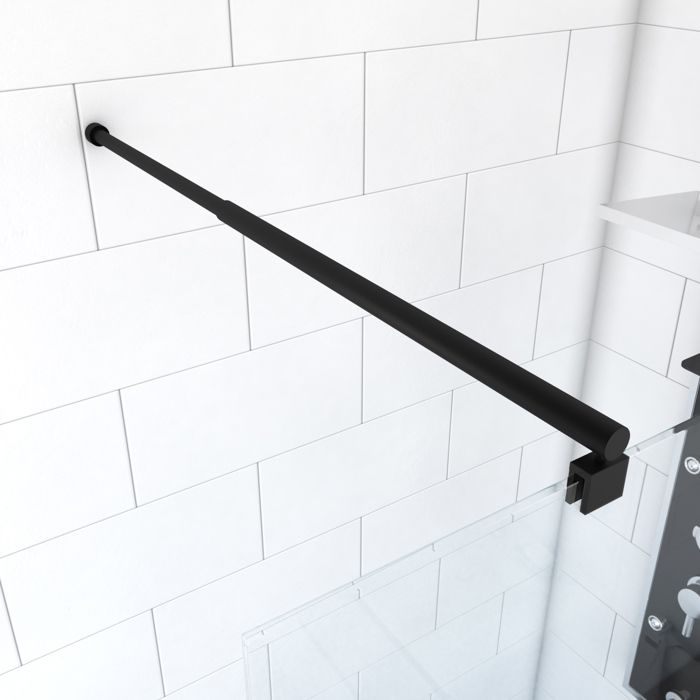 Barre de fixation extensible noir mat pour douche à l'italienne - BARRE DROITE EXTENSIBLE NOIRE 70-100cm DE FIXATION MURALE -