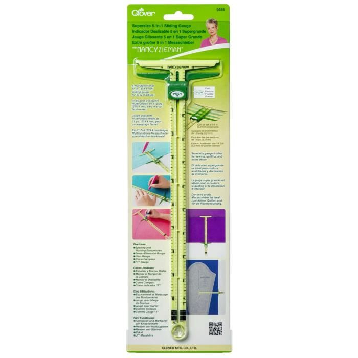 Jauge Glissante 5 En 1 Clover - Pour Couture : Ourlets, Boutonnières, Marges - Outil Multifonction