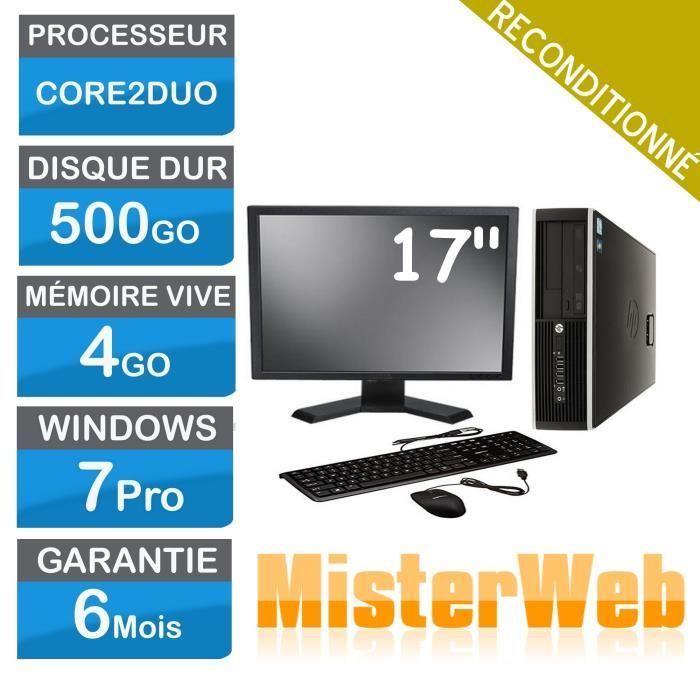 Ordinateur de Bureau complet core2duo 500 Go HDD 4 Go Ram Win7 écran 17 EN VRAC selon modèle disponible. DELL HP LENOVO En tour .