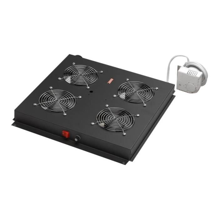 Digitus DN 19 FAN 4 B N Dessus de baie avec 2 ventilateurs avec 4 ventilateurs de refroidissement RAL 9005 - vue 2
