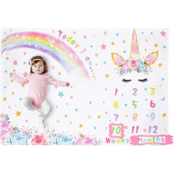 Couverture De Milestone De Licorne Couverture De Fond De Photographie En Flanelle Couette Mensuel Nouveau Nee Cadeau De Bebe Cdiscount Puericulture Eveil Bebe
