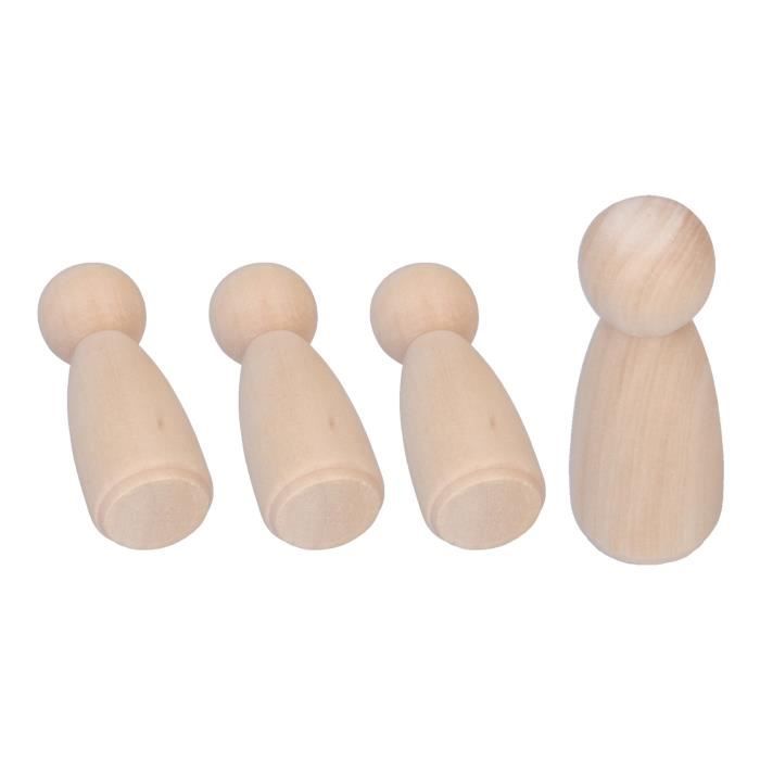 Famille de Poupee en Bois Set de 10 menbres pour Maison avec Chat et Chien, Personnages Maison