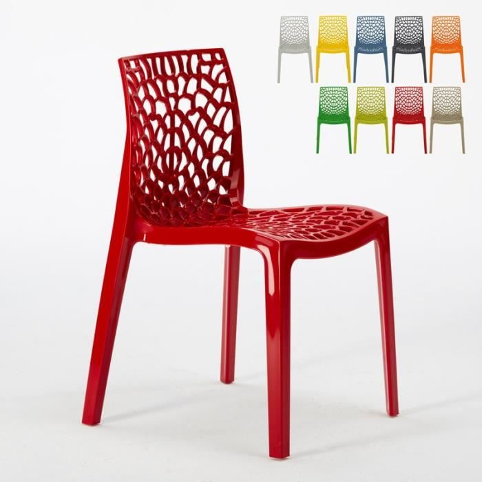 Chaise en polypropylène nid d'abeille cuisine bar café Gruvyer Grand Soleil, Couleur: Rouge
