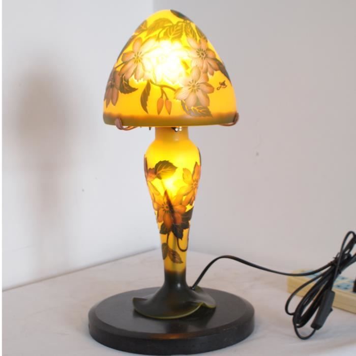 Lampe De Salon Emile Galle Murano Verre Veritable Hauteur 40cm