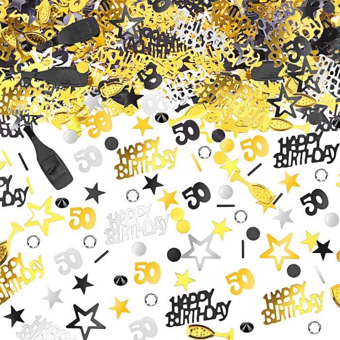 Décoration De Fête D'Anniversaire Avec Confettis-Noir Ou Or-Idéal Pour