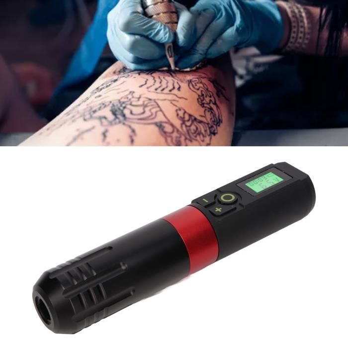 mothinessto stylo de tatouage sans fil stylo de tatouage rotatif sans fil, affichage led, 2000mah, piercing aiguille noir rouge