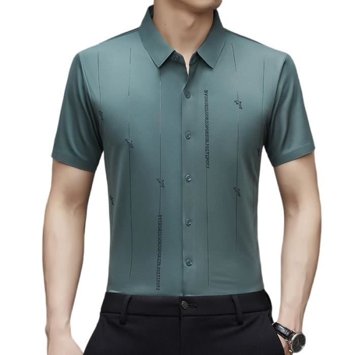 Chemise Homme Habill?�es Manches Courtes Regular Fit Chemise Business Rayures Stretch 