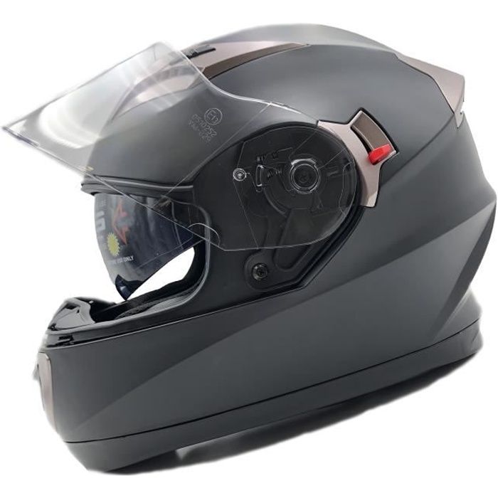 Nat Hut NH009 Casque Moto Intégrale Homme / Femme Homologué ECE | Casque scooter pour adultes (Noir, L)