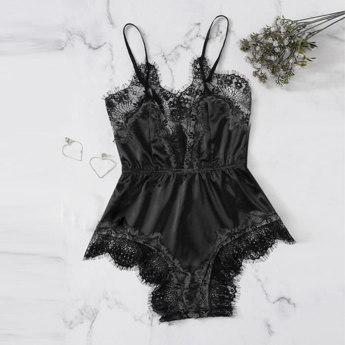 Lingerie Sexy Cocila - Ensemble Satin Dentelle - Pyjama érotique Pour Femme - Tenue Coquine Couple