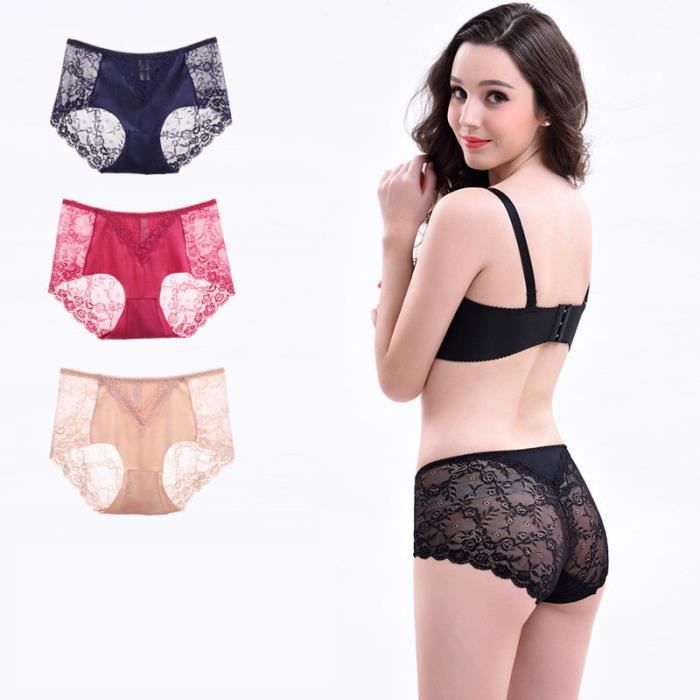 Lot 3 Culottes Femmes Sexy Culotte en Dentelle Culotte Femme Sans