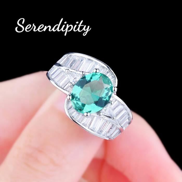 Bague de fiancailles CZ verte pour femme taille emeraude creee bague en argent Sterling emeraude verte 925 taille reglable Vert Achat Vente bague anneau Bague de fiancailles CZ verte