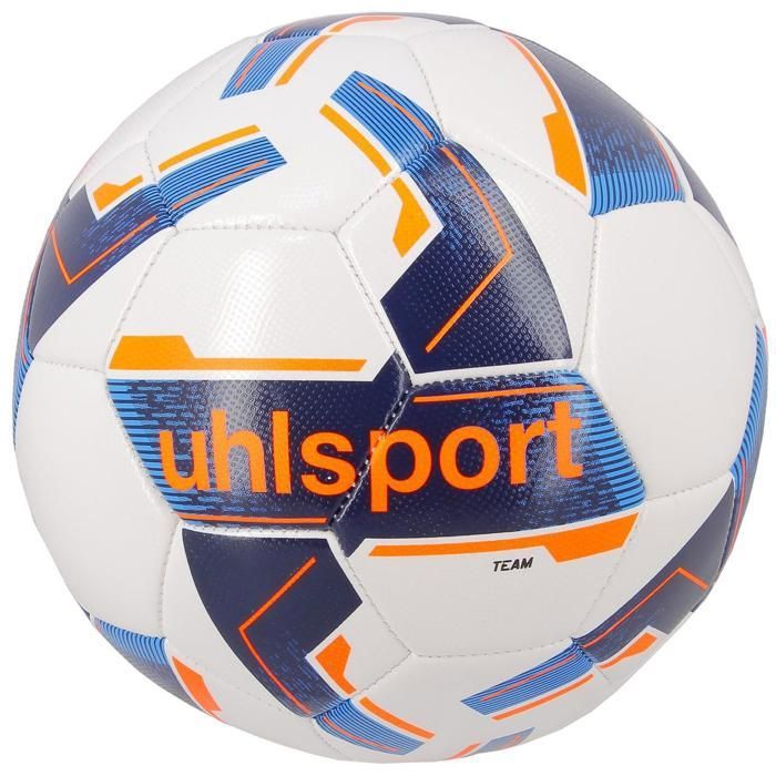 Ballon De Futsal Uhlsport Sala Pro - Taille 4 - Blanc/Bleu Marine/Orange Fluo - Cousu Main, Certifié FIFA BASIC
