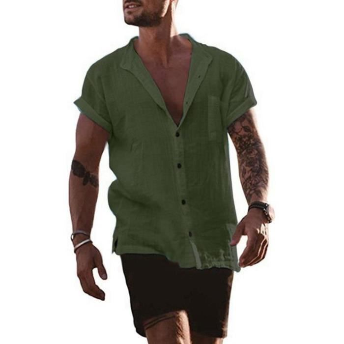 Chemise,Chemise imprimée à manches longues pour homme,vêtement Slim et  décontracté de haute qualité,couleur or et - vert militaire Blanc -  Cdiscount Prêt-à-Porter