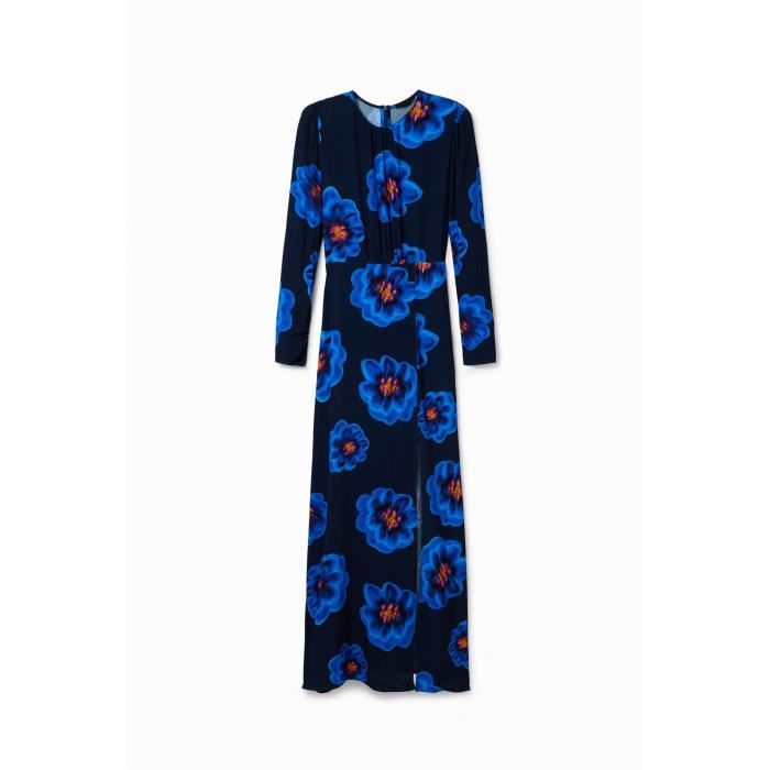 Robe longue ouverture fleurs femme Desigual - bleu - XS