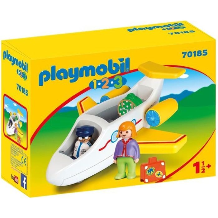 PLAYMOBIL - 70185 - PLAYMOBIL 1.2.3 - Avion avec pilote et vacancière -  Enfant - 6 pièces - Mixte - Cdiscount Jeux - Jouets