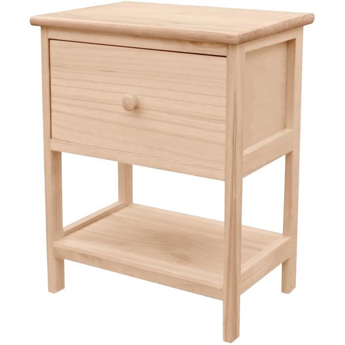 Table De Chevet 1 Tiroir Bois Collection Wood Nature Loft Brut