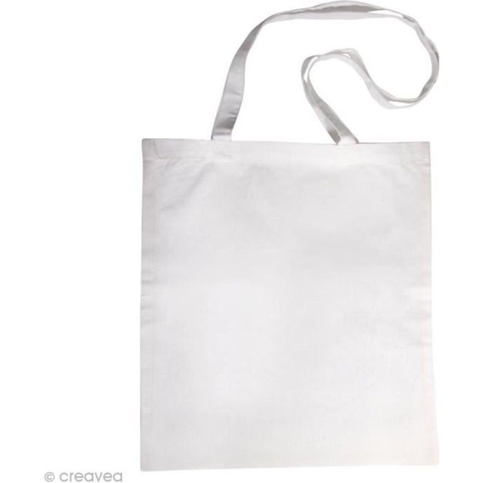 Sac en coton personnalisable Blanc anses longues Sac shopping en