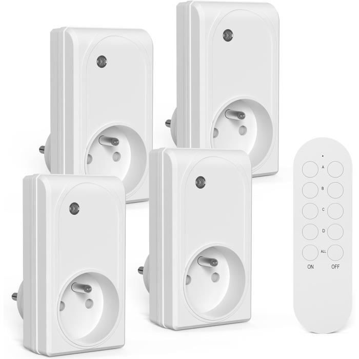 Prise Télécommandée Sans Fil Tessan - 1 Télécommande Pour 3 Prises - Portée 30 M - 2300W Max