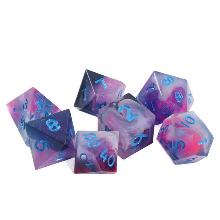 Lot de 7 dés polyédriques en résine pour RPG - France Lot de 7 dés polyédriques en résine pour RPG - France