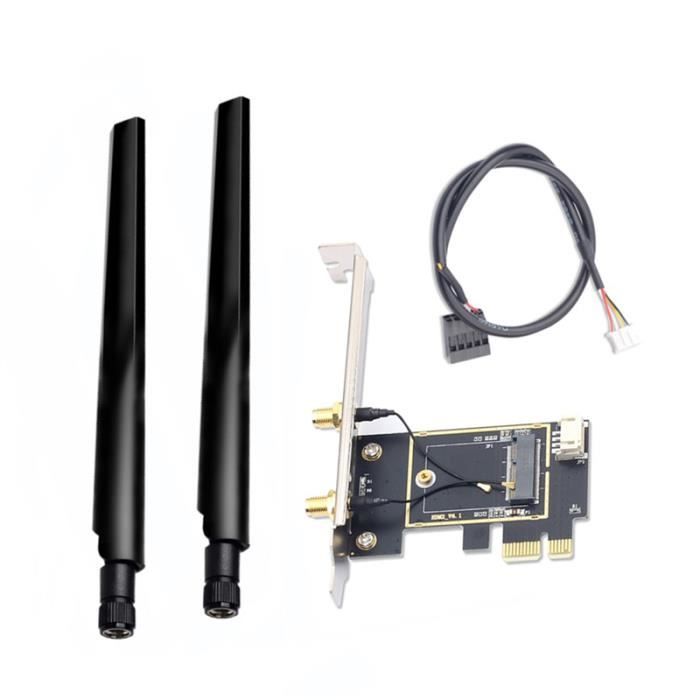 Adaptateur de Carte WiFi PCIE Carte RéSeau Sans Fil M2 NGFF Convertisseur Bluetooth pour Bureau Wi-Fi 8260 8265NGW AX200 9260