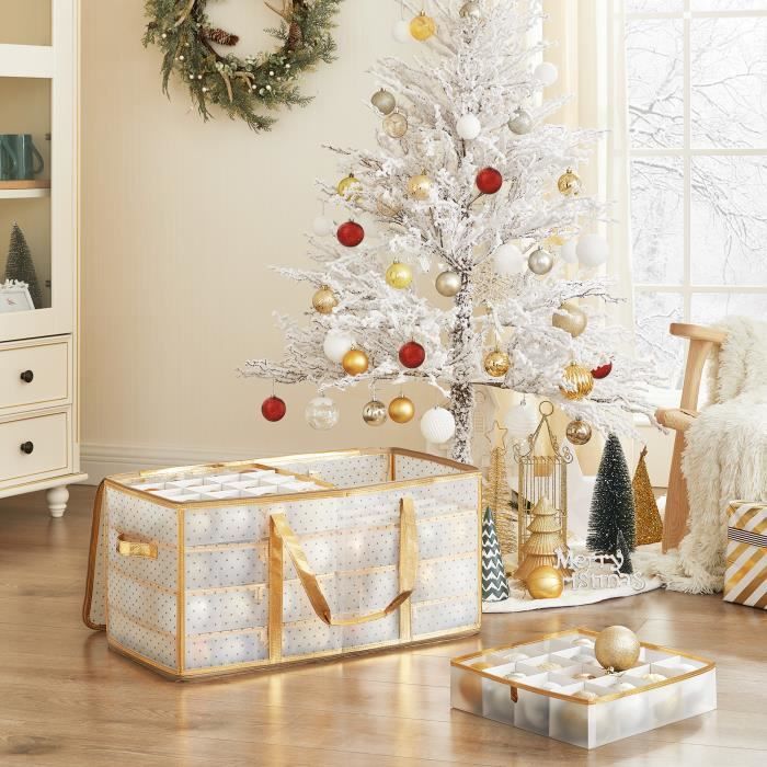 SONGMICS Boîtes de Rangement pour Noël, Coffre pour Boules de Noël et  Décorations, 128 Compartiments, 67 x 34 x 34 cm, RFB029A01 - Cdiscount  Maison
