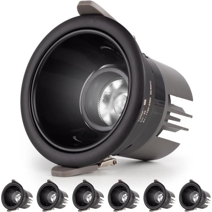 Lot De 6 Spots LED Encastrables Extra Plats 7W - 4000K Blanc Neutre, IP44 - Pour Salle De Bain, Cuisine, Salon - 9