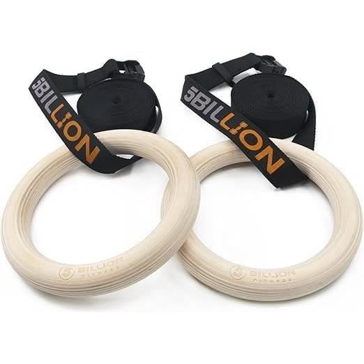 Anneaux Gymnastique Bois KYLIN SPORT 28 Mm – Bouleau Solide + Sangles Renforcées 4 M – Crossfit, Muscu, Yoga Aérien