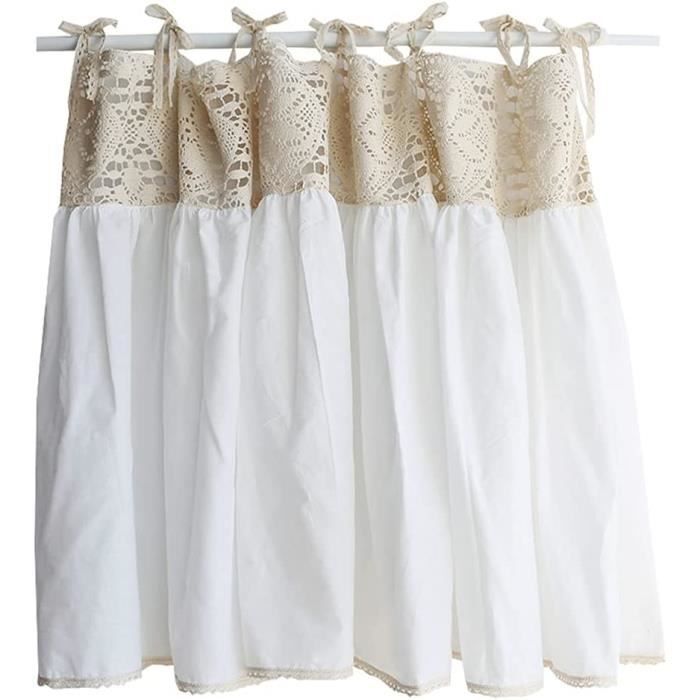 Rideau De Cuisine En Dentelle Crochet Vintage - Lin Et Coton, Style Boho, Brise-bise (plusieurs Tailles) - 6
