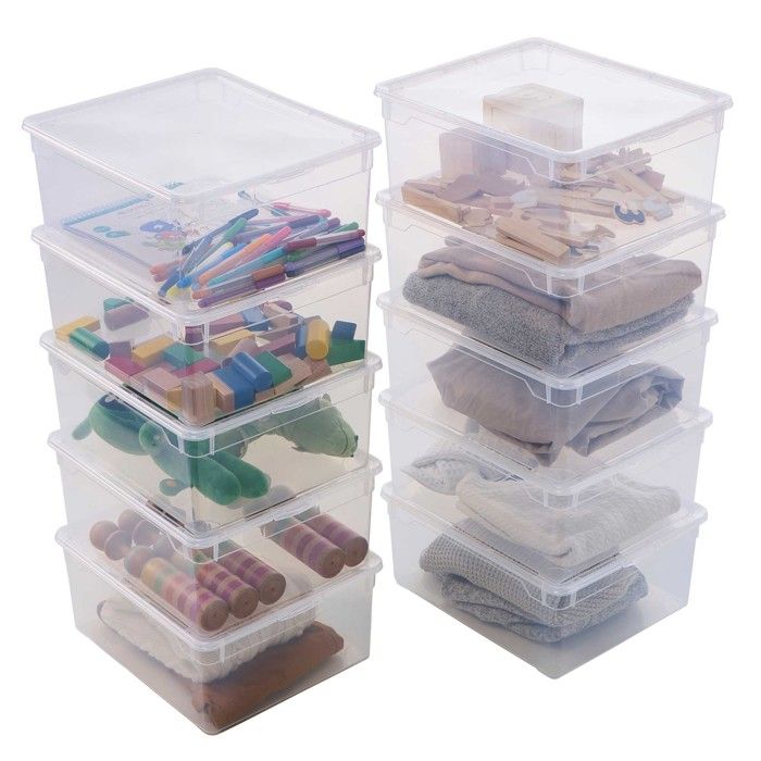 Boite de rangement plastique avec couvercle x10 Sundis CLEAR BOX 18L L.40xl.33 5xh.17cm transparent