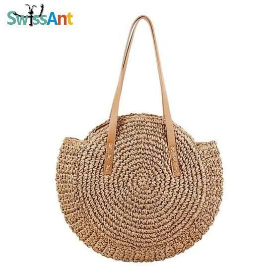 MoGist rangement Sac de Plage rotin tiss/é tress/é sac de paille Femmes Vacances Voyage Les loisirs achats Sac /à main Menottes Fourre-tout Glands Cabas