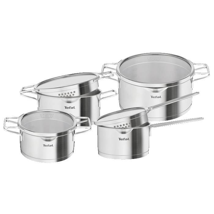 Tefal Ingenio Lot 3 Pièces Poêle 24cm + Casserole 20cm + Poignée Amovible - Inox Induction