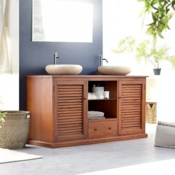 Meuble Double Vasque Acajou Salle De Bain 2 Por Achat Vente