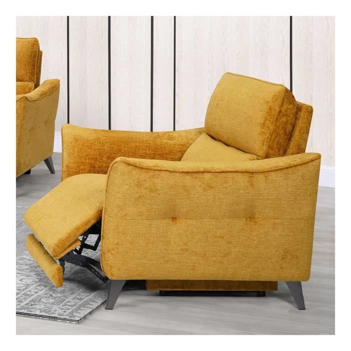 fauteuil relax électrique tissu jaune - carina - l 96 x l 98 x h 100 cm
