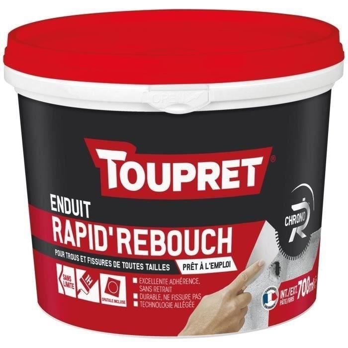 TOUPRET Enduit pour rebouchage rapide en pâte - Intérieur et extérieur - Gris