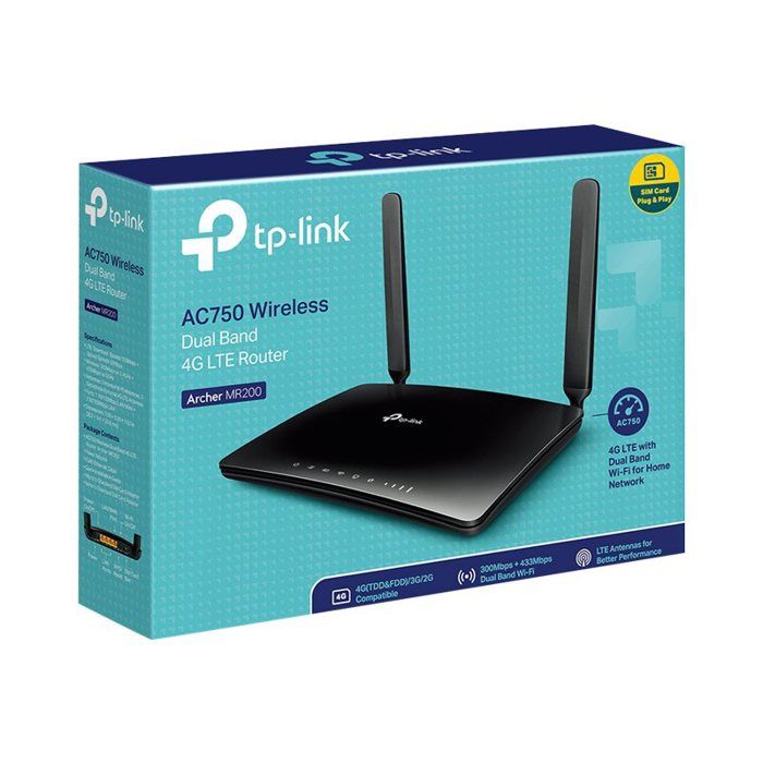 Routeur 4G LTE WiFi AC750 Mbps - TP-Link Archer MR200 - 4 ports Ethernet - Antennes Amovibles