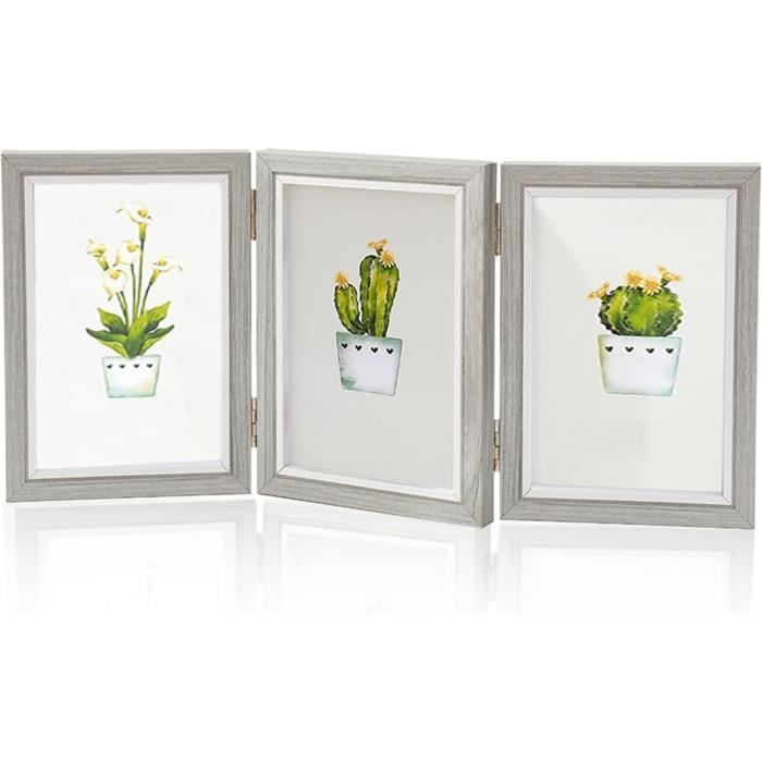 Cadre Photo Triple Navaris – Doré Cuivre Et Verre – Pour 3 à 6 Photos 10x15 Cm