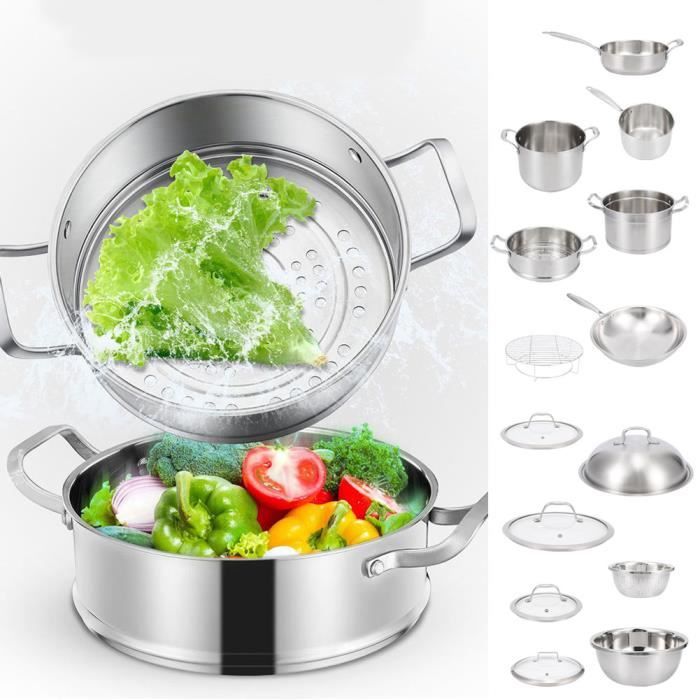 Batterie de cuisine 13 pièces inox - Manches fixes - pour Tous feux ...
