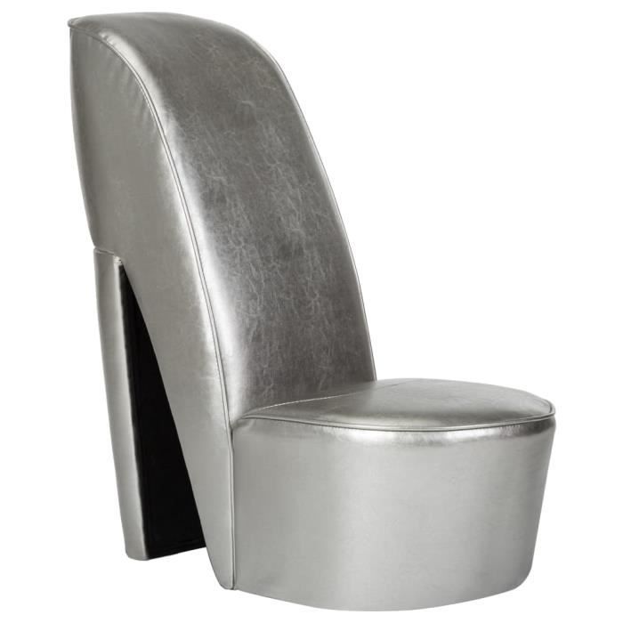 Fauteuil Salon MVS - Chaise en forme de chaussure à talon haut Argenté Similicuir 10 75 Kg