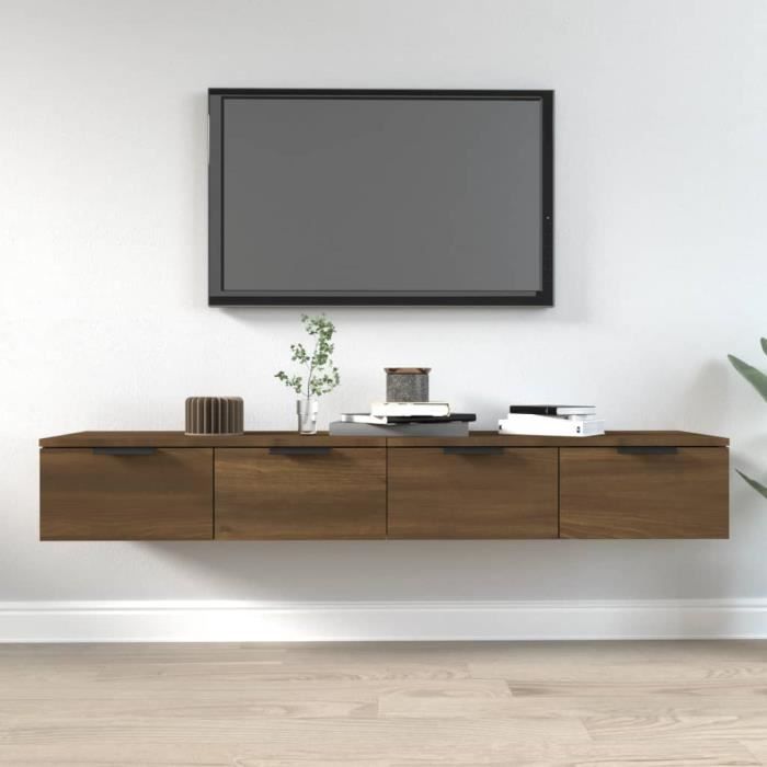 "promo"meuble étagère lmt - armoires murales 2 pcs - chêne marron 68x30x20 cm bois ingénierie 24,8kg