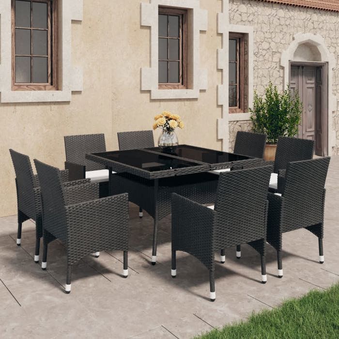 vidaXL Ensemble à Dîner de Jardin 9 pcs Mobilier de Salle à Manger dExtérieur Meubles de Patio Terrasse Résine Tressée et 3058338