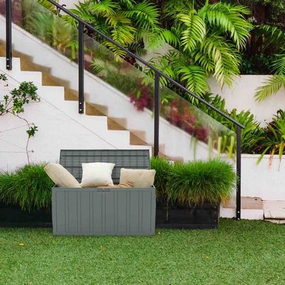 Gardiun Coffre Rangement Résine 270L - Coffre Jardin Étanche Avec Verrouillage Bicolore
