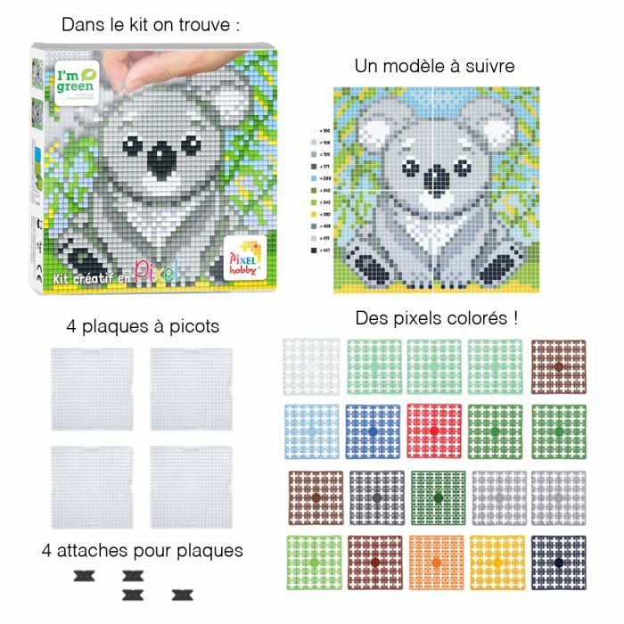 Kit Pixel Art 2200 Pièces - 19 Couleurs, Mosaïque Clipable, Loisir Créatif Réutilisable